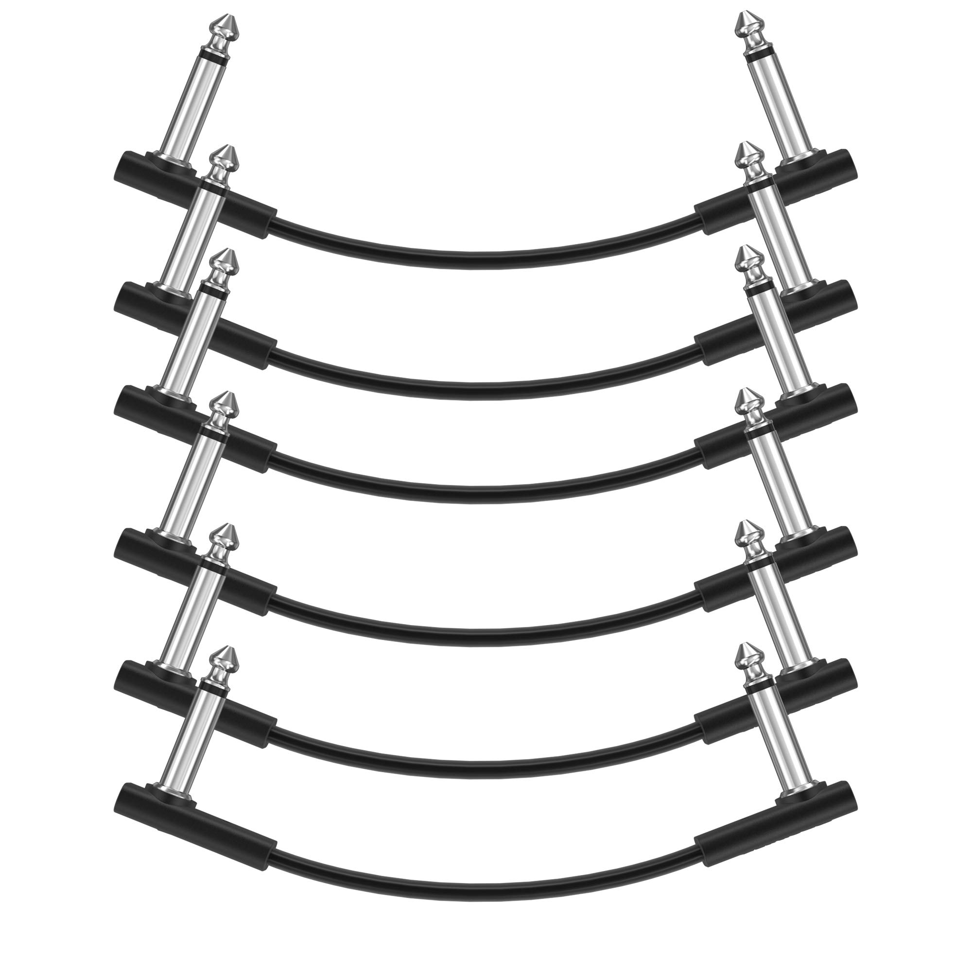Donner 15cm Guitar Effect Pedal Cable Flat Patch Cable Black 6-Pack