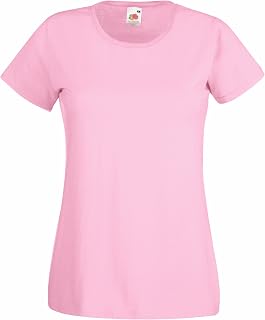 Fruit of the Loom women's value weight t-shirt, lady-fit - Pink - X-Small