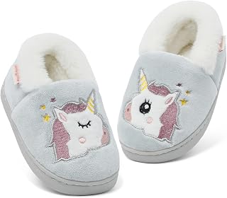 LACOFIA Children's Winter Slippers Plush Slippers for Children