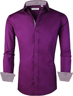 Alex Vando Men's Long Sleeve Shirt Regular Fit Elastic Business Shirt for Men