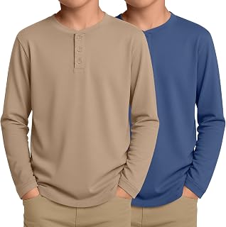 2 Pack Boys' Long Sleeve Henley Shirts