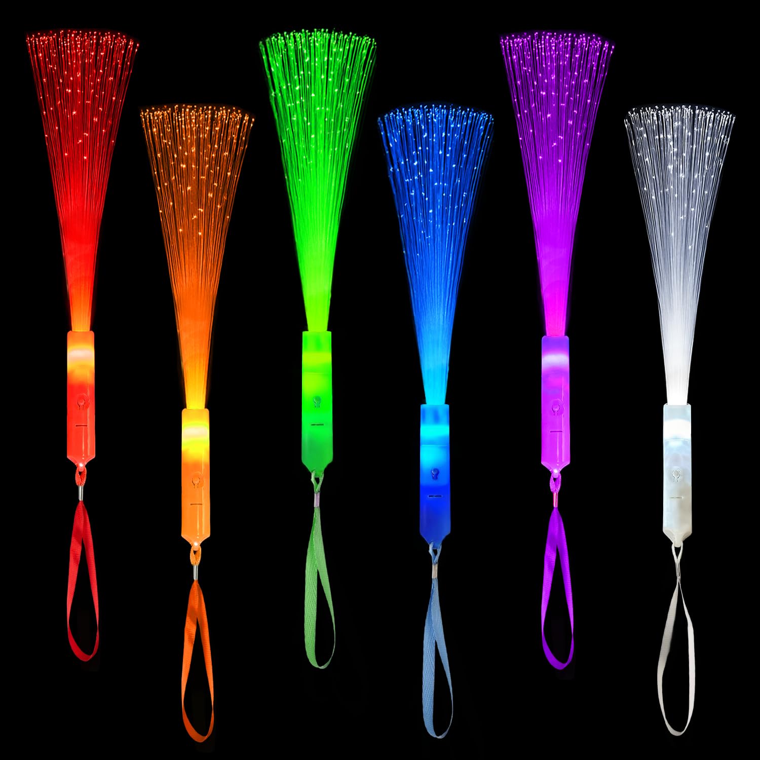 6 Pack Halloween Glow Sticks Toys for Kids, Light Up Party Favors Supplies | Fiber Optic Wand Sparklers Fireworks for Halloween,Camping Essentials Games for Toddlers,Neon Decorations for Birthday,Basket