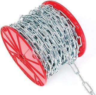 Koch Trade Size 2/0 Diameter by 100-Feet, Coil Straight Chain, Tie-Out Chain, Zinc Plated, up to 520 Pounds Working Load Limit, Made for Hanging Garden Baskets, 721926