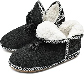 COFACE Cozy Women's Cottage with Pompom Warm Knitted Slippers Boot TPR Insoles Innengefüllt Shoe in 5 Colours