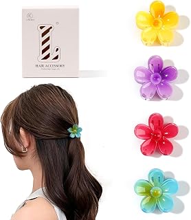 Flower Hair Claw Clips for Women - 1.6" Small Jaw Clips for Thin Medium Fine Hairstyles ，Nonslip Jaw Clamps Hair Accessories for Women Strong Hold，Hawaiian Flowers，Cute Styles，Colorful