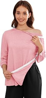 Deyeek ポストショルダー手術シャツ 女性用 ティアアウェイ 3/4トップス 回転後カフシャツ 化学療法ポート 適応服