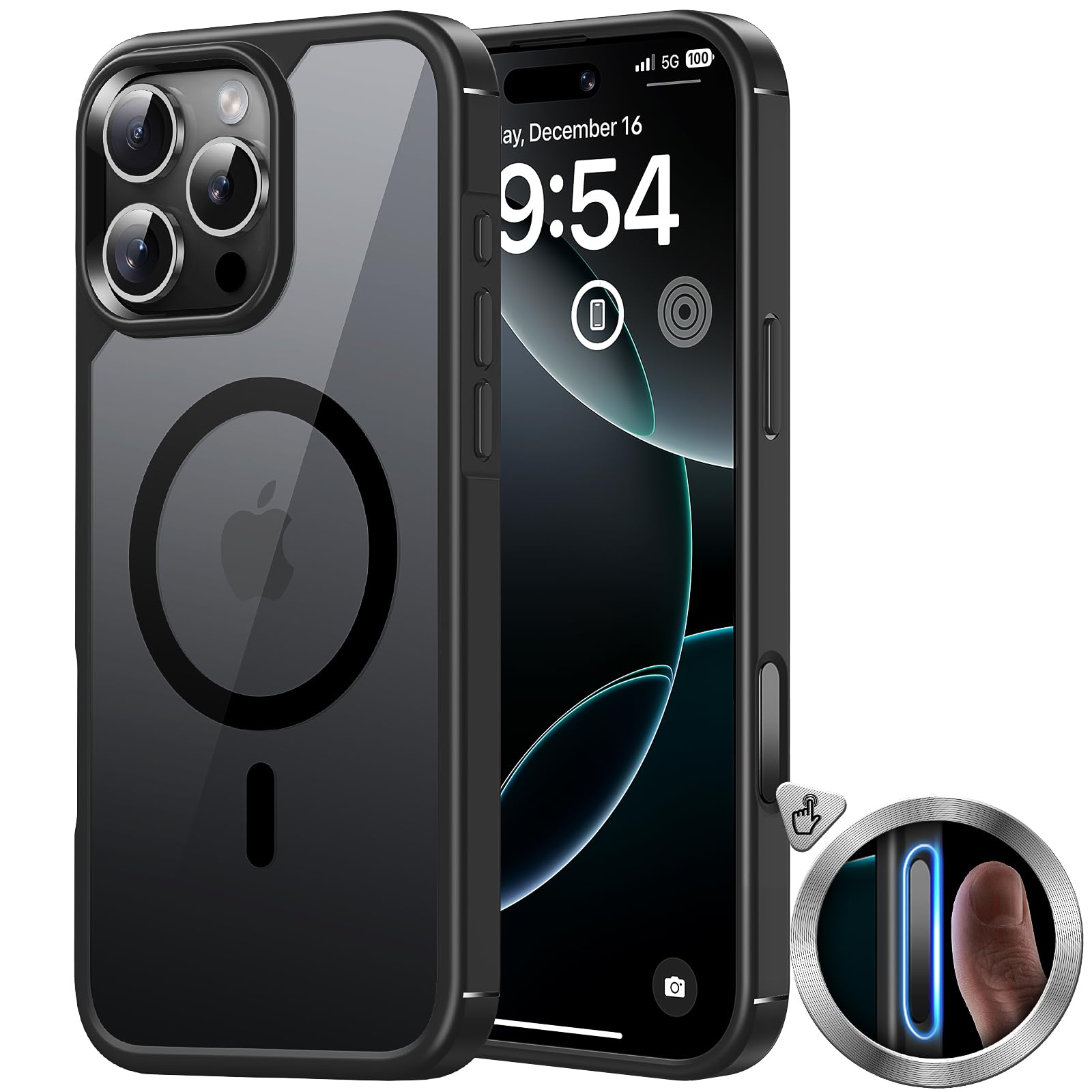 TAURI Magnetic Cover for iPhone 16 Pro with Camera Control Capture Button, MagSa