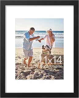 decorUhome 11x14 Black Picture Frame | Display Pictures 8x10 with Mat or 11x14 without Mat, Wall & Tabletop Display Photo Frame, 1 Pack