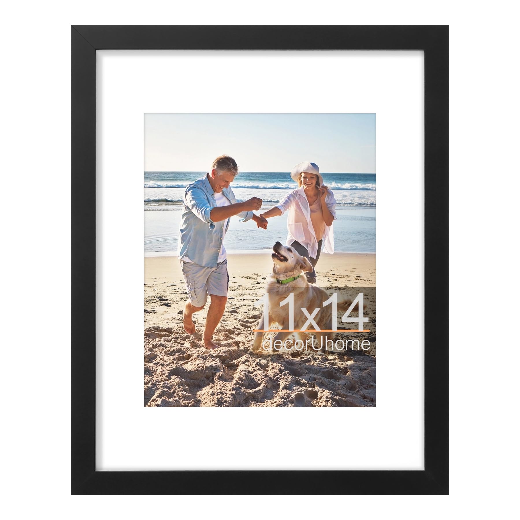 decorUhome 11x14 Black Picture Frame | Display Pictures 8x10 with Mat or 11x14 w