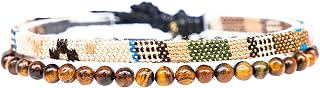 Made by Nami Boho Surfer Bracelet Set of 2 Men & Women - Handmade Beach Festival Accessories - Aztec Band Ethnic Style - Men Women Bead Bracelet - 100% Waterproof | Handgefertigt, wasserfest, nickelfrei, Baumwollband, Schiebeknoten 15 bis 30 cm, elastisches Perlenband, Strand, Festival