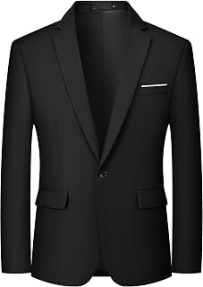 MAGE MALE Men's Blazer Elegant One Button Solid Color Suit Jacket Slim Fit Lightweight Sport Coats Blazers