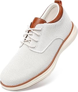 VILOCY Men's Wide Casual Dress Oxfords Business Shoes Fashion Sneakers Mesh Breathable Comfortable Walking Shoes