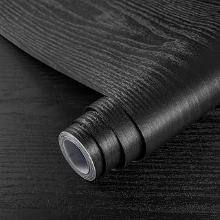Black Wood Grain Contact Paper - Peel and Stick Self Adhesive Wallpaper | Waterproof Vinyl Wrap for Countertop, Cabinet - Wall Paper for Kitchen Furniture Cabinets 15.7In x 78.7In