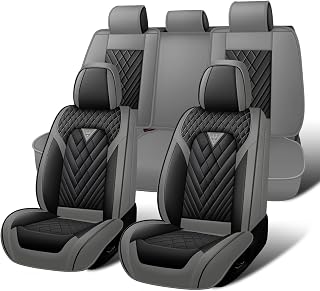 Car Seat Covers Full Set for Toyota Tacoma 2000-2026, Waterproof Nappa Leather Car Seat Cover, Full Coverage Car Seat Covers Sets(5 Seats/Gray Black)