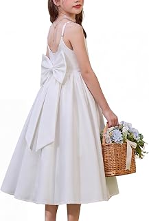 Arshiner Flower Girl Dress with Big Bow Elegant Sleeveless A-Line Ball Gown