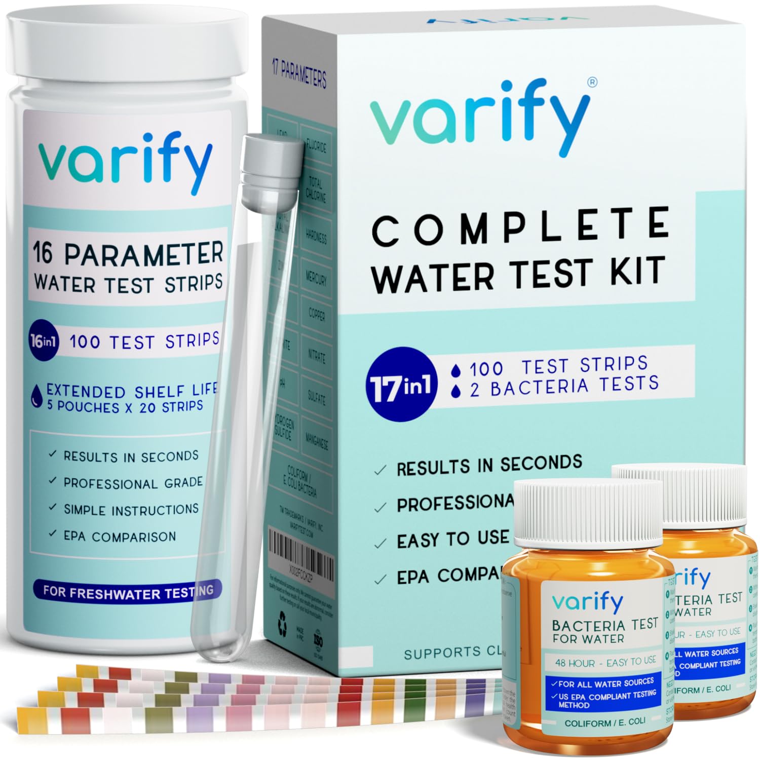 Varify 17in1 Drinking Water Test Kit – Water Testing Kit for Drinking Water | 10