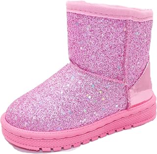 Girls Glitter Sequin Princess Snow Boots for Toddler Little/Big Kid