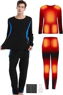 CYCYHEAT Men's 10000mAh USB Battery Heated Underwear Set Electric Thermal Clothing with 3 Adjustable Temperature Levels