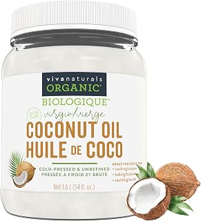 Viva Naturals Organic Virgin Coconut Oil, Cold-Pressed, Unrefined, 54 fl oz (1.6L)