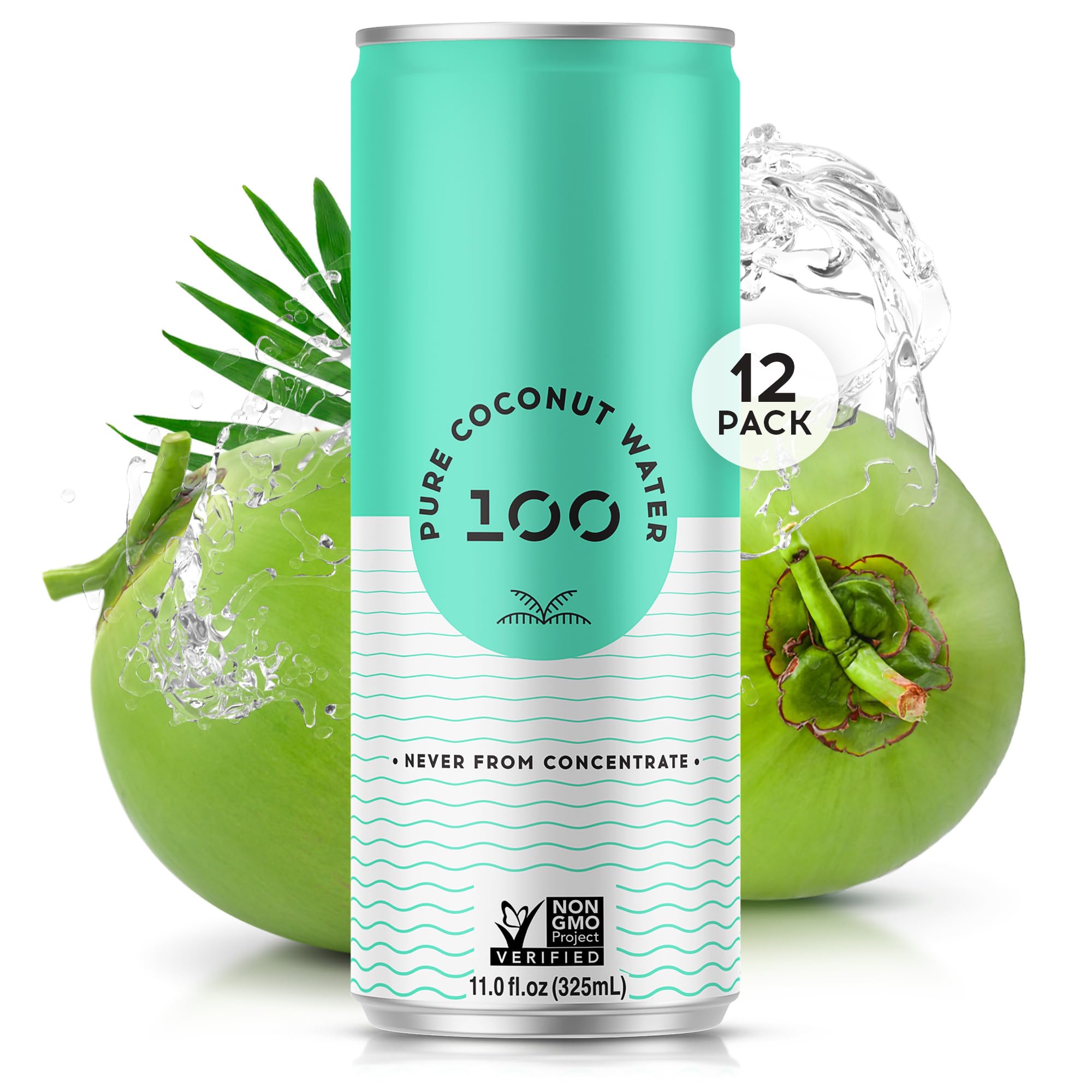 100 Coconuts Pure Coconut Water - Low Calorie All-Natural Drink with Electrolyte