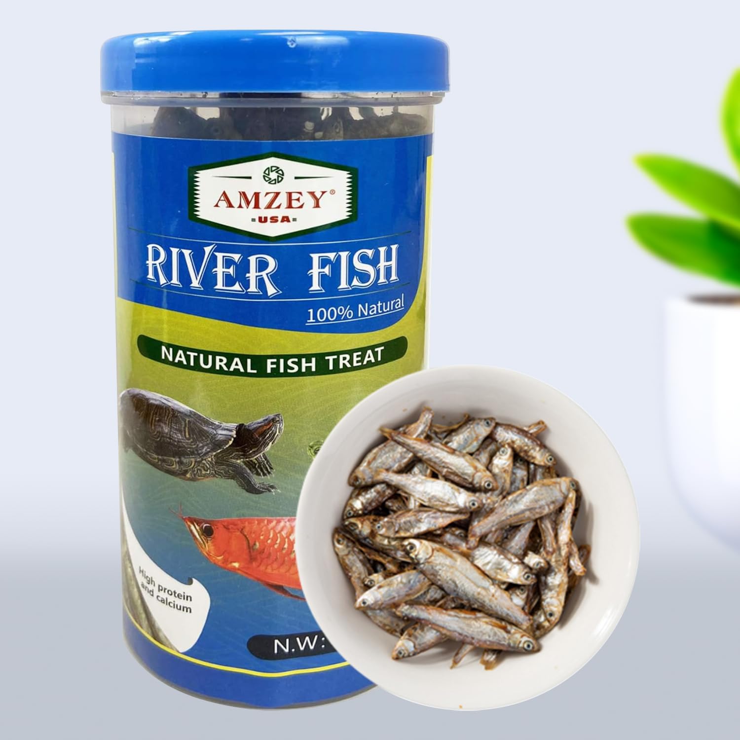 Amzey 2.3 oz Dried River Fish - Natural Food for Turtles, Terrapins, Reptiles an