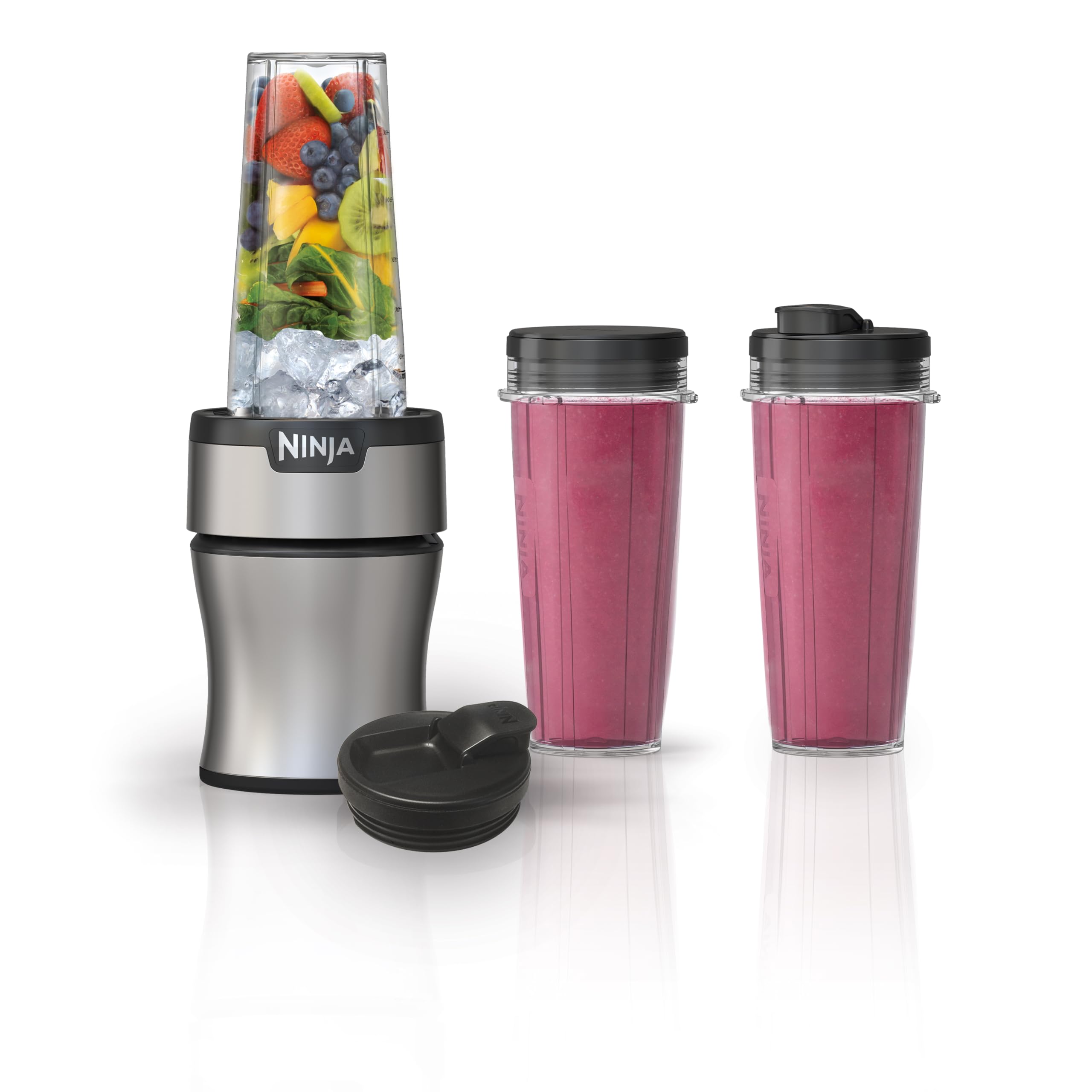 Ninja Nutri-Plus Personal Blender, 900PW, (3) 20oz Cups, Silver, BN301 | 900-pea