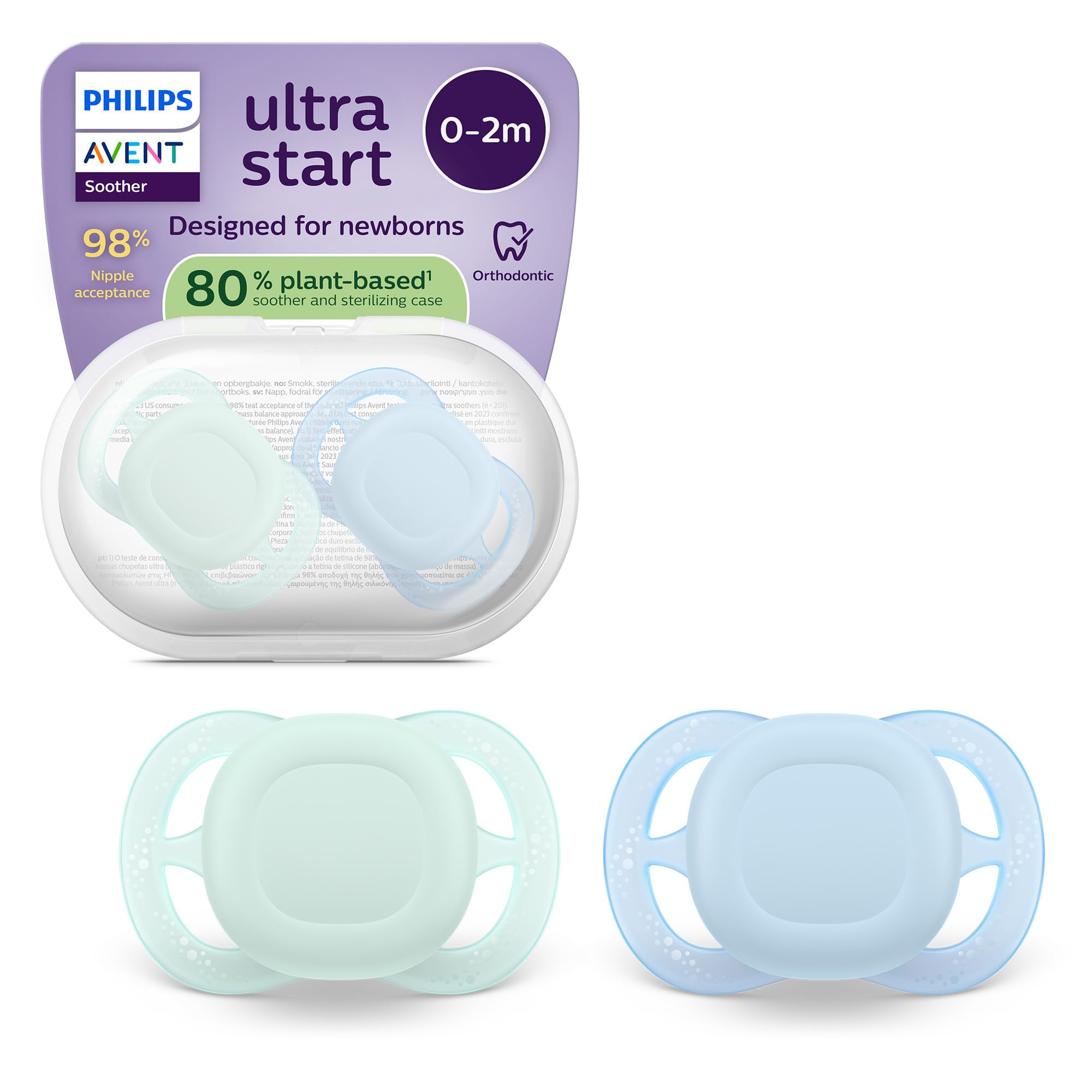 Philips Avent Ultra Start Soothers - Orthodontic Design, for Newborns, Soft Sili