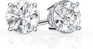 Belacqua Lab Grown Diamond Stud Earrings, 14K White Gold & Yellow Gold