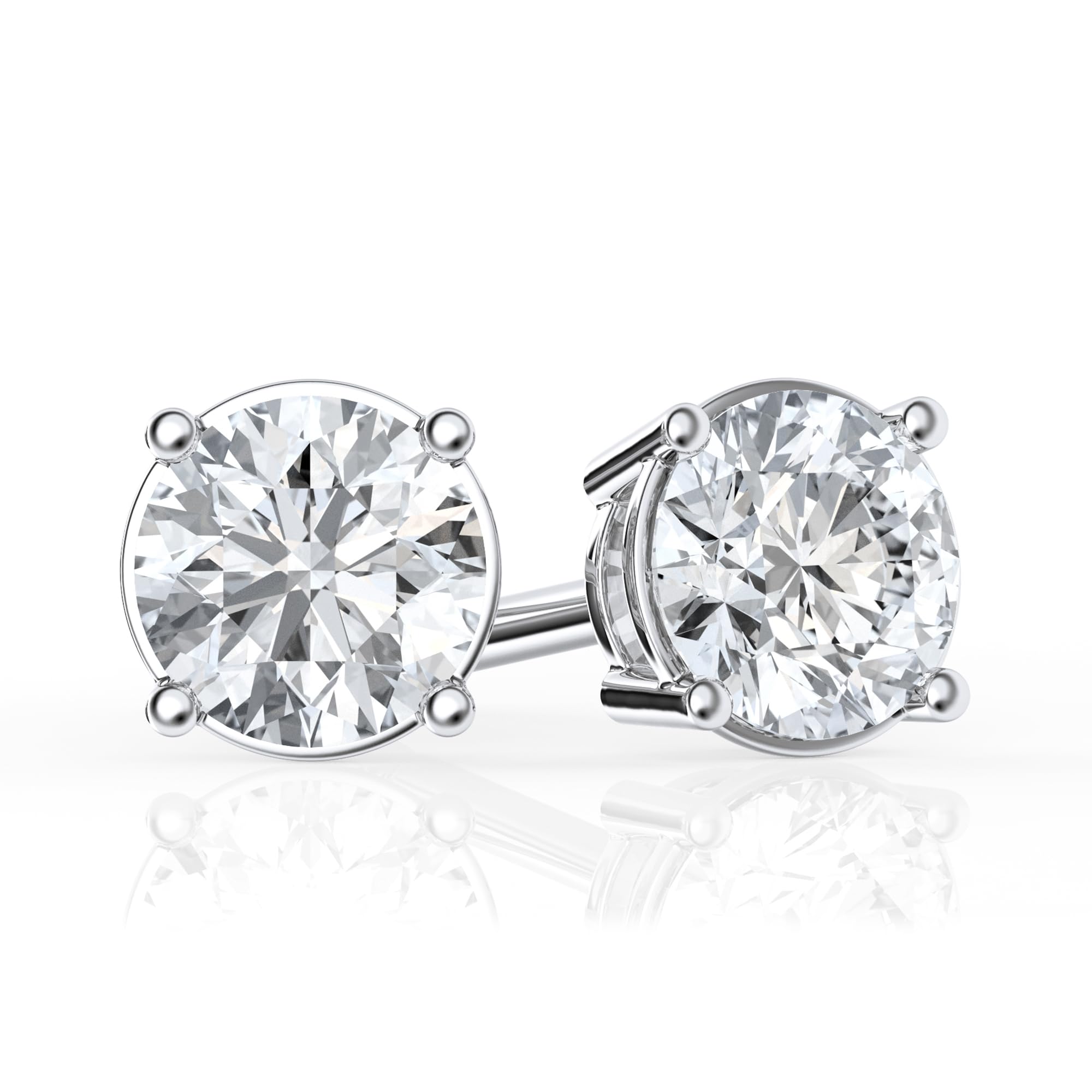 Belacqua Lab Grown Diamond Stud Earrings, 14K White Gold & Yellow Gold