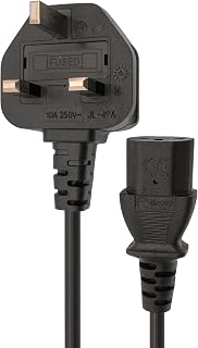 Double Dragon UK 3-Pin Plug to IEC C13 Power Cable – 3 Metre | 10A Fused BS1363 Plug | VDE Certified H05VV-F 3G 1.0mm² Copper Core | CE & BS Approved Black PVC Kettle Lead for PC, Monitor, Printer etc