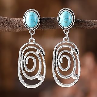 Turquoise Earrings for Women Elegant Dangle Jewelry Lightweight Drop Accessory Bohemian Gift Idea