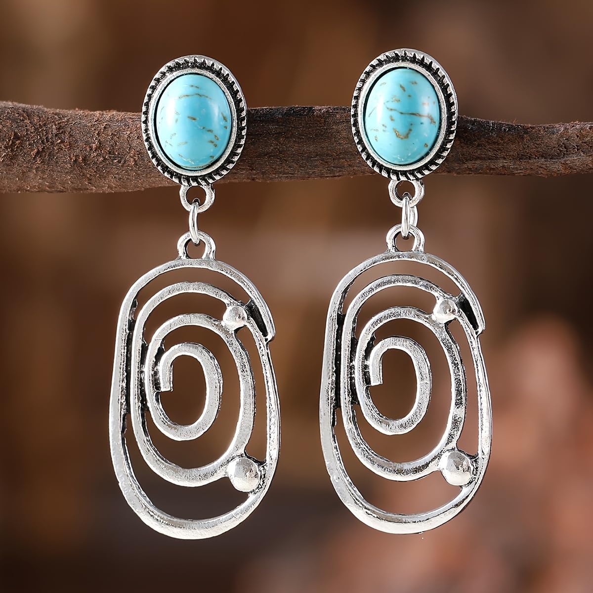 Turquoise Earrings for Women Elegant Dangle Jewelry Lightweight Drop Accessory B