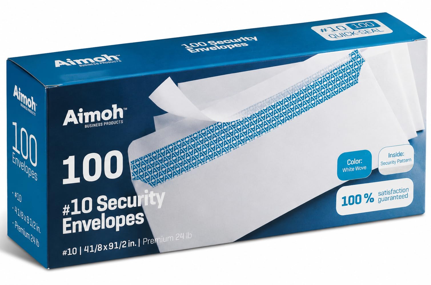 Aimoh #10 Security Mailing Envelopes Letter Size, Self Seal, 100 Count | No Wind