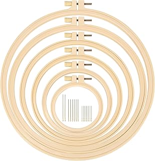 Caydo 6 Pieces Embroidery Hoops with 16 Pieces Needles, 3 Inch to 10 Inch | Cross Stitch Hoop Small Embroidery Hoop Set for Embroidery, Punch Needle, Craft Sewing and Ornaments