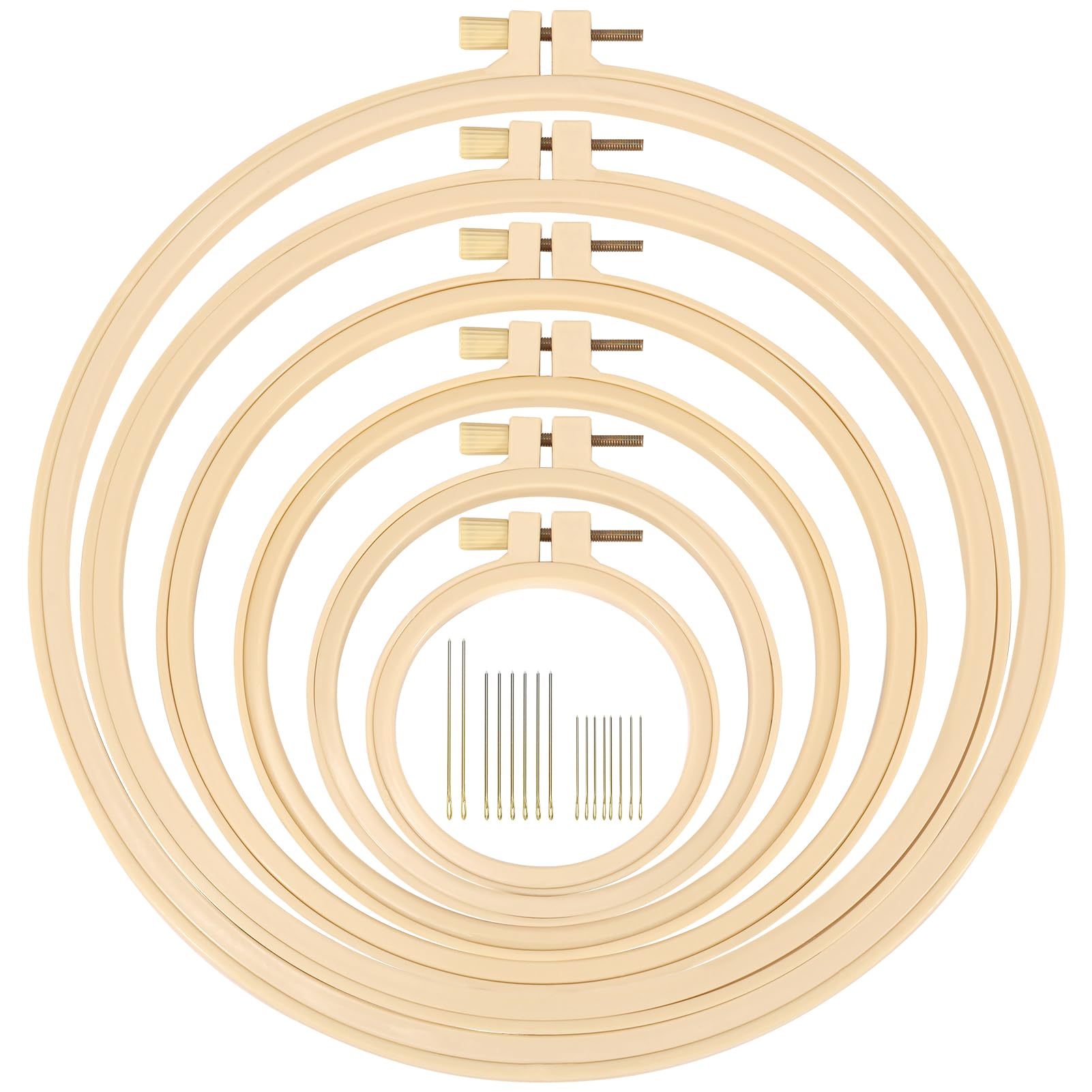 Caydo 6 Pieces Embroidery Hoops with 16 Pieces Needles, 3 Inch to 10 Inch | Cros