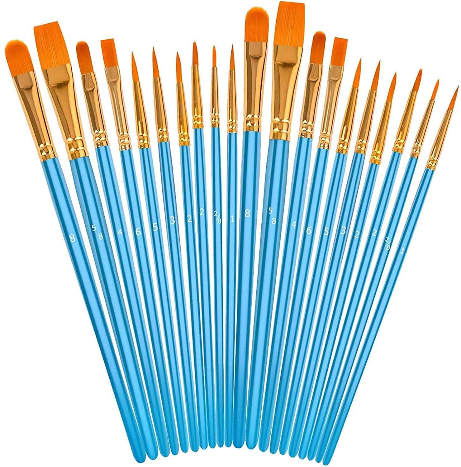 Soucolor Acrylic Paint Brushes Set, 20 Pcs Pointed Tip Artist Paintbrushes | Sof