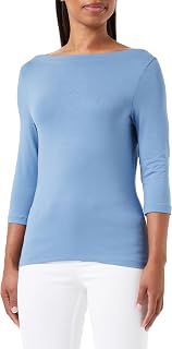 VERO MODA VMPANDA Women's Basic Boat Neck 3/4 Sleeve Stretch Top Slim Fit Long Sleeve Regular Fit