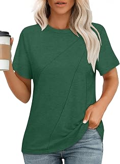JOELLYUS Womens Summer Tops Casual Short Sleeve Shirts Crewneck Cute Trendy Tunic Blouses Beach Vacation Outfits 2026