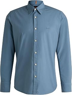 BOSS Mens Relegant 6 Regular-fit Shirt in Organic-Cotton poplin