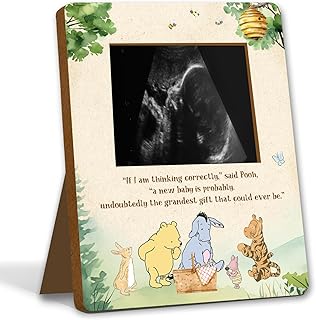 ALodr Winnie Pregnancy Milestone Keepsake &amp; Ultrasound PictureFrame - Baby Shower Sign &amp; Decor - Gifts for Gender Reveal