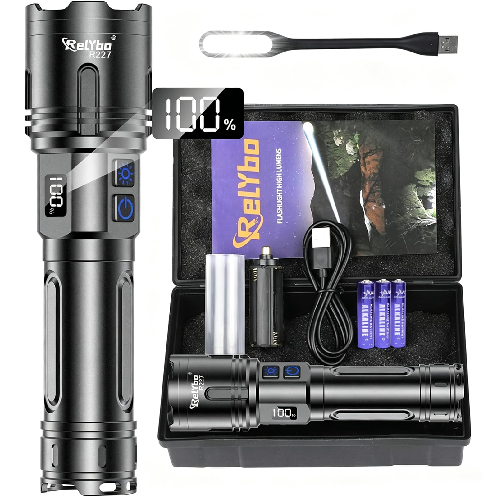 Relybo Torches LED Super Bright Rechargeable 1,000,000 Lumen - 30W XHM90.2 | 600