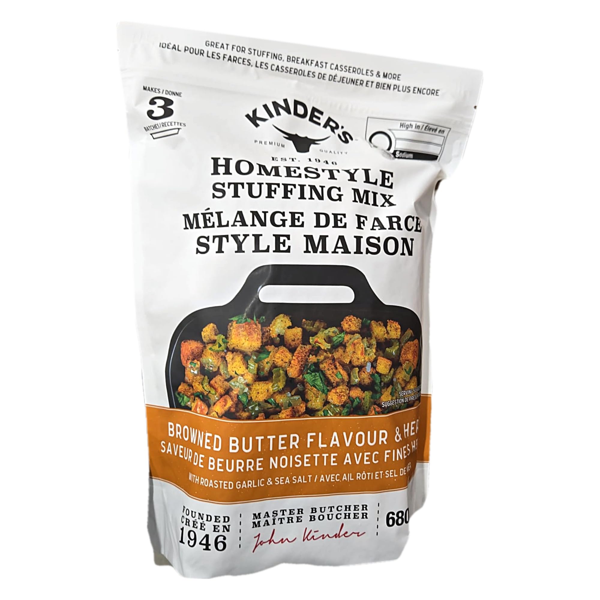 Homestyle Stuffing Mix, Browned Butter Flavour & Herb with Roasted Garlic & Sea 