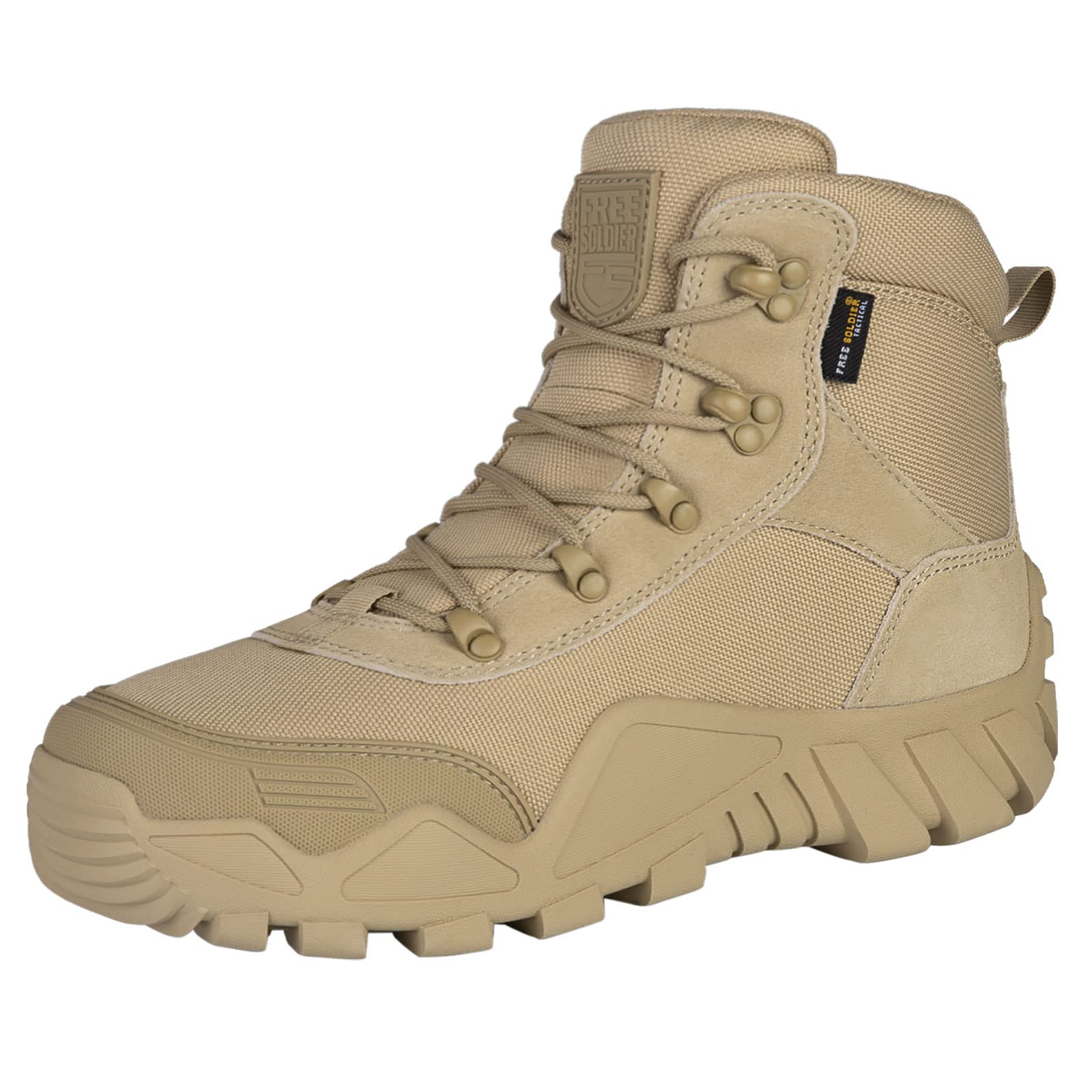 FREE SOLDIER Mens Military Boots mid-top Combat Tactical Boots Lace Up All Terra