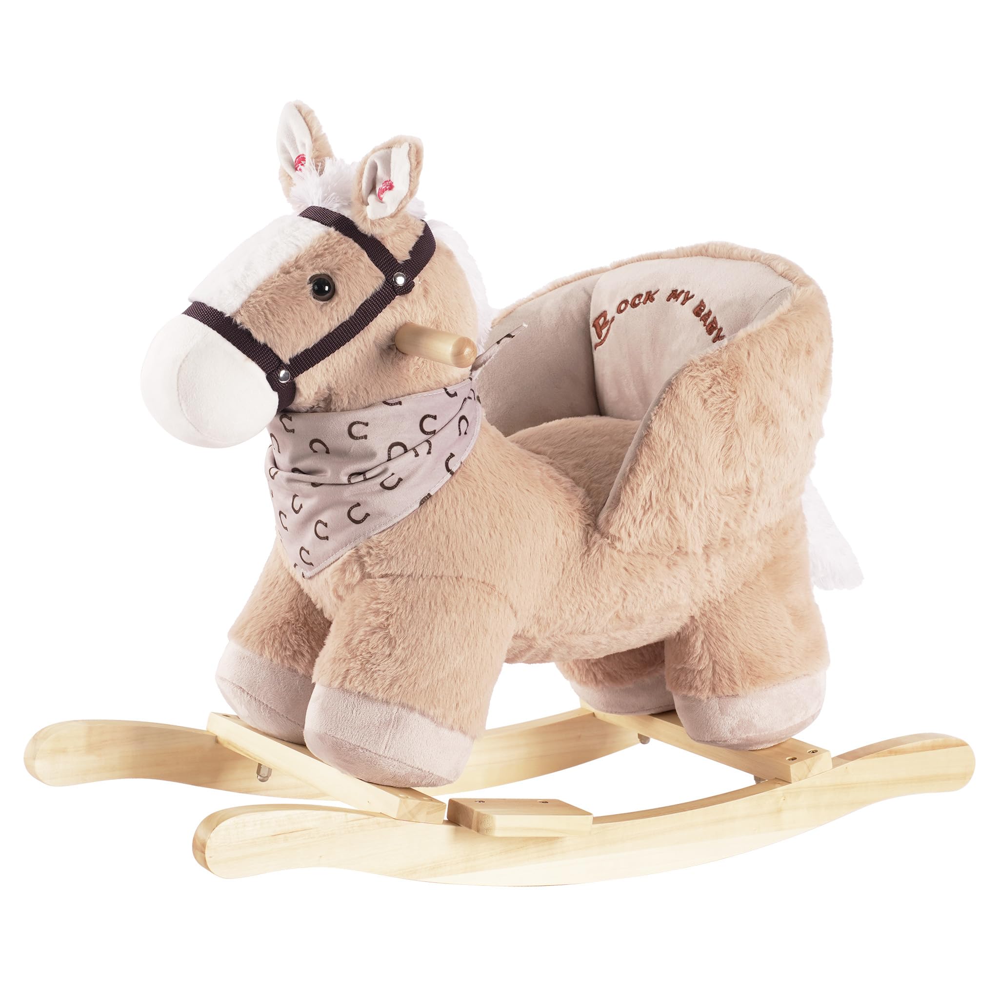 Rock My Baby Rocking Horse with Seat, Plush Ride-On Rocker with Realistic Sound,