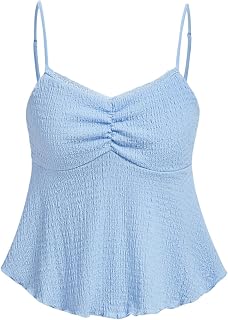SOLY HUX Women's Peplum Ruched Flowy Spaghetti Strap Tank Camisole Tops