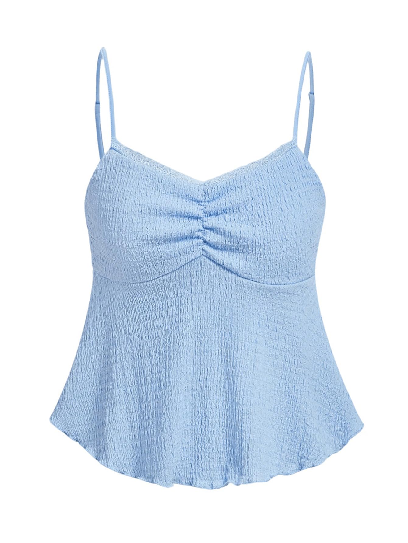 SOLY HUX Women's Peplum Ruched Flowy Spaghetti Strap Tank Camisole Tops