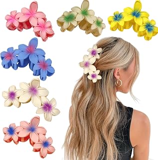Transform your hair game with 6 flower hair clips for women - Non-slip Hawaiian Plumeria & Banana cute clips for a beautiful beach hairstyle!