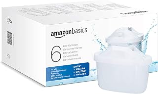 Amazon Basics Water Filters - Suitable & Compatible with all BRITA Jugs Including PerfectFit - 6 Units - Pack of 1