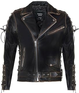 Infinity Leather FRINGE Hide Bender Men's Tassled Brando Leather Motorcycle Jacket