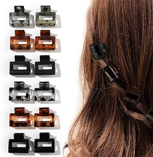 Small Hair Clips for Women - 12 Pieces Mini Square Hair Clips Stay In Place Without Pulling or Tangle - Durable Plastic, Sturdy - Turtle and Black